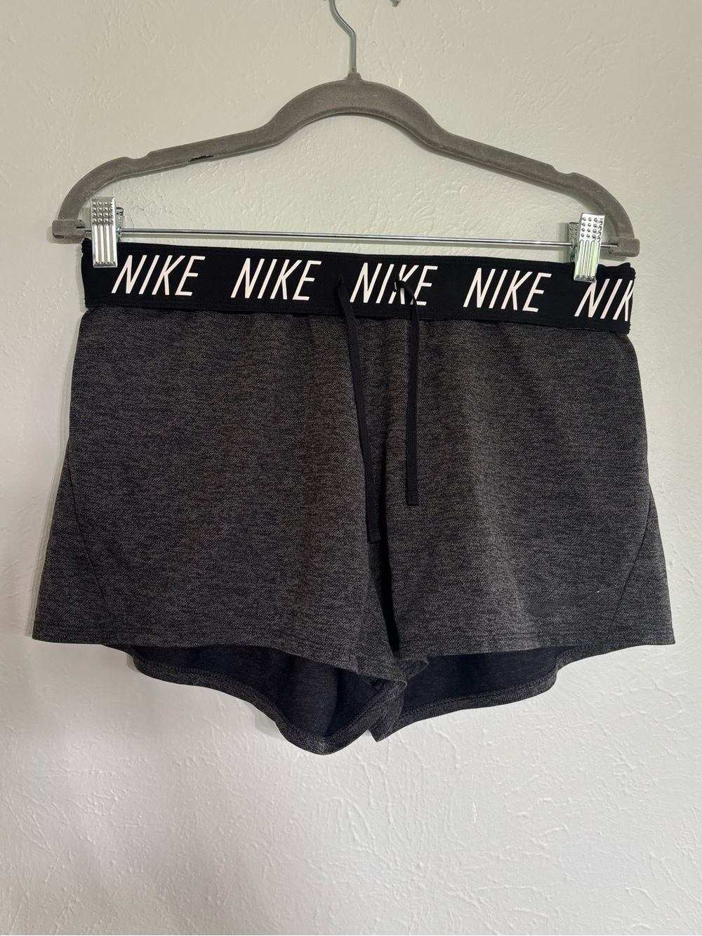 Nike Women’s Charcoal Gray Athletic Shorts with Branded Waistband